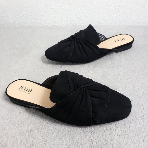 a.n.a Shoes - Ana Shadow Women's Black Velvet Size 7 Slip On Mules Loafers Flats Sandals Shoes